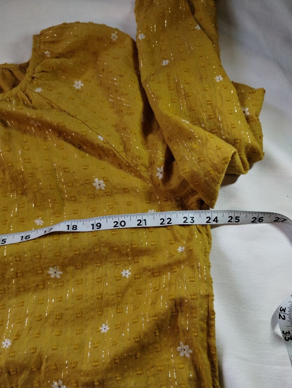 Style & Co. Mustard Floral Peasant Tunic with Tassel Tie - Picture 4 of 10